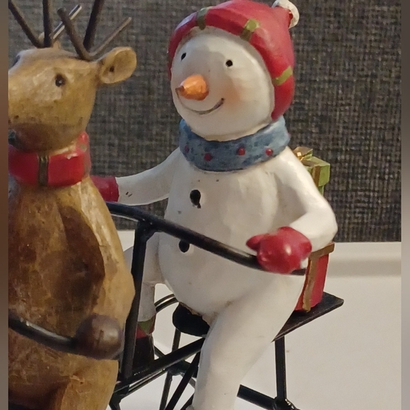 Kitsch Santa Claus and Company on Tricycle Snowman Reindeer Deer Gifts Triplet - Picture 5 of 8